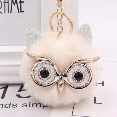 New Plush Owl Pompon Pendant Key Chain Unisex