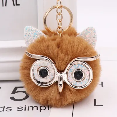 New Plush Owl Pompon Pendant Key Chain Unisex