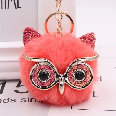 New Plush Owl Pompon Pendant Key Chain Unisex