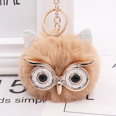New Plush Owl Pompon Pendant Key Chain Unisex