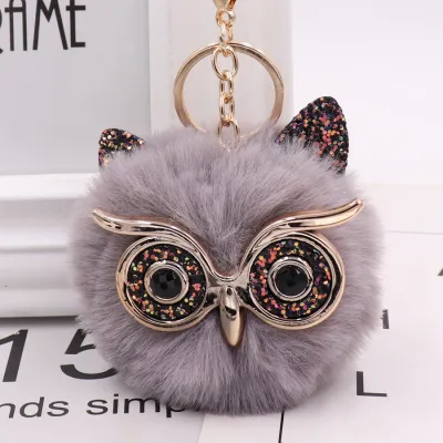 New Plush Owl Pompon Pendant Key Chain Unisex