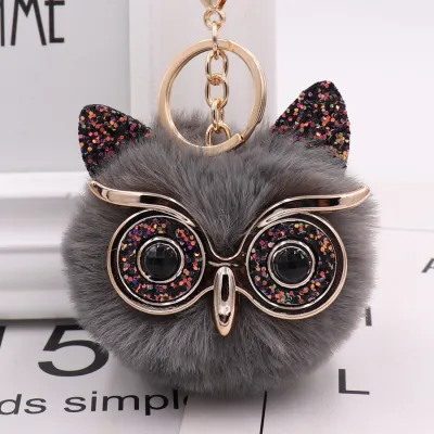 New Plush Owl Pompon Pendant Key Chain Unisex