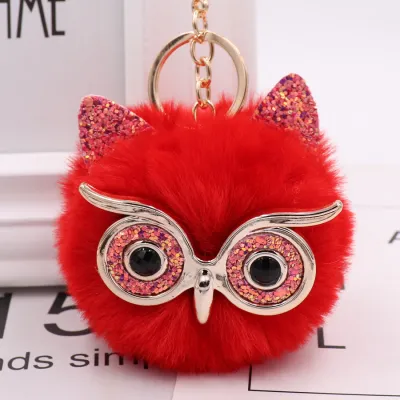 New Plush Owl Pompon Pendant Key Chain Unisex