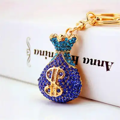 Unique Purse Shaped Design Rhinestone Decorative Key Chain Unisex Heart Metal Zinc Alloy