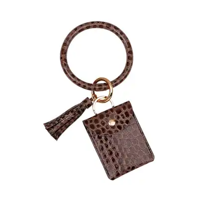 Women Unique Crocodile Print Purse Bracelet Key Chain