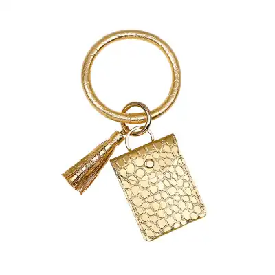 Women Unique Crocodile Print Purse Bracelet Key Chain