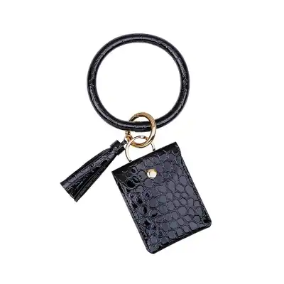 Women Unique Crocodile Print Purse Bracelet Key Chain