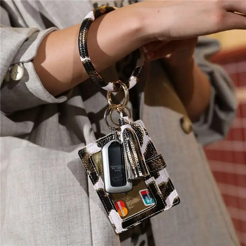 Women Simple Tassel Decorative Card Bag Bracelet Key Chain