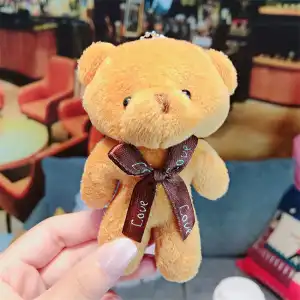 Cute Bear Shaped Decorative Plush Key Chain Unisex Metal Pendant