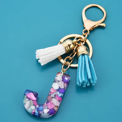 Women Fashion 26 Alphabet Letter Design Acrylic Key Chain Unisex