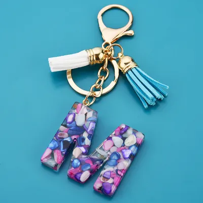 Women Fashion 26 Alphabet Letter Design Acrylic Key Chain Unisex