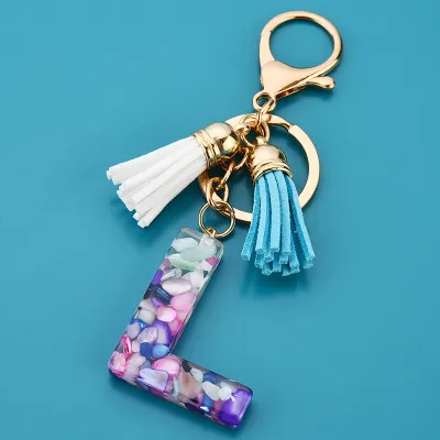 Women Fashion 26 Alphabet Letter Design Acrylic Key Chain Unisex
