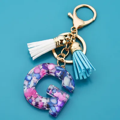 Women Fashion 26 Alphabet Letter Design Acrylic Key Chain Unisex