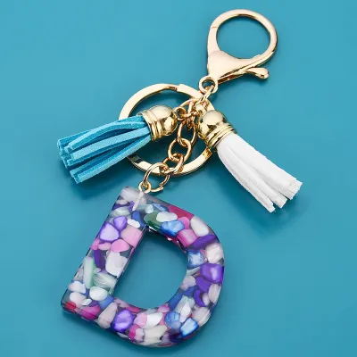 Women Fashion 26 Alphabet Letter Design Acrylic Key Chain Unisex