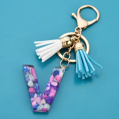 Women Fashion 26 Alphabet Letter Design Acrylic Key Chain Unisex