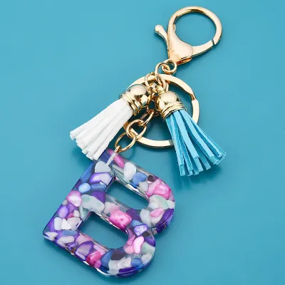 Women Fashion 26 Alphabet Letter Design Acrylic Key Chain Unisex
