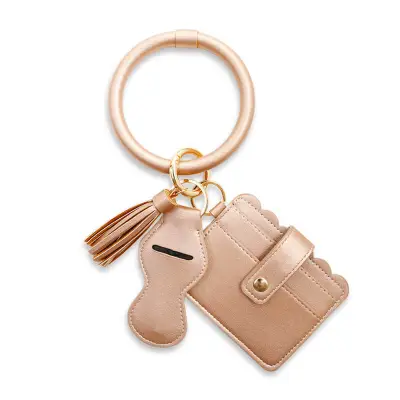 Simple Lipstick Bag And Card Bag Design Bracelet Key Chain With Tassel