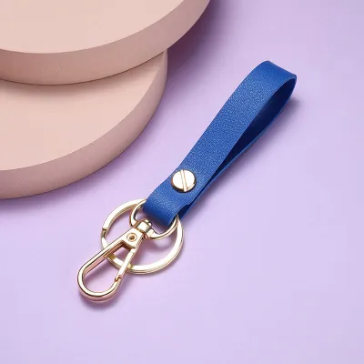 Simple Solid Color PU Metal Key Chain Unisex
