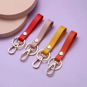 Simple Solid Color PU Metal Key Chain Unisex
