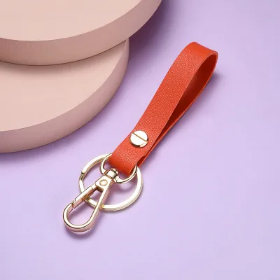 Simple Solid Color PU Metal Key Chain Unisex