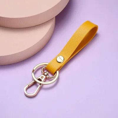 Simple Solid Color PU Metal Key Chain Unisex