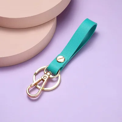 Simple Solid Color PU Metal Key Chain Unisex