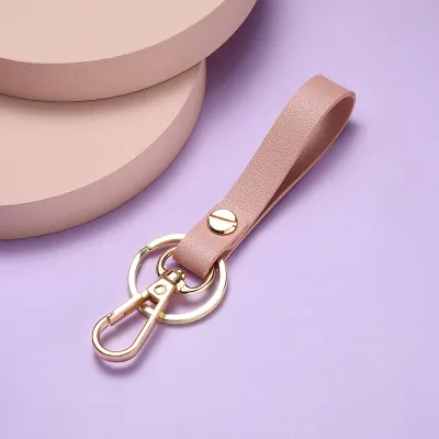 Simple Solid Color PU Metal Key Chain Unisex