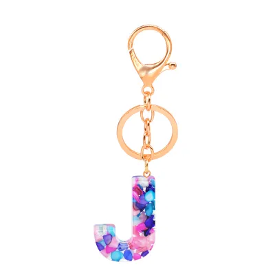 Women Unisex 26 Alphabet Letter Epoxy Key Chain 4*4.5cm