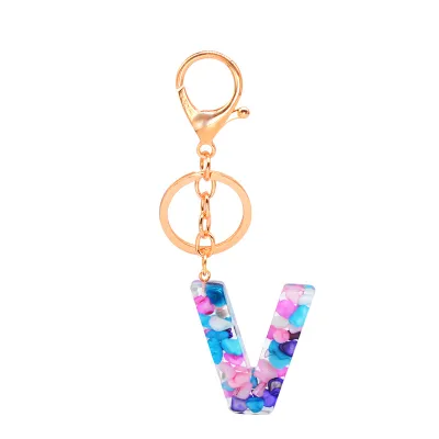 Women Unisex 26 Alphabet Letter Epoxy Key Chain 4*4.5cm