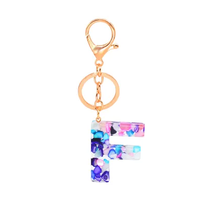 Women Unisex 26 Alphabet Letter Epoxy Key Chain 4*4.5cm