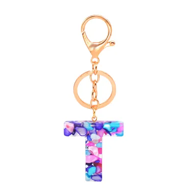Women Unisex 26 Alphabet Letter Epoxy Key Chain 4*4.5cm