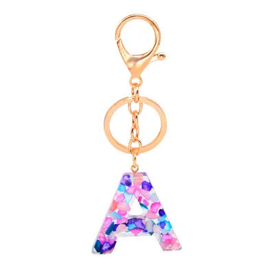 Women Unisex 26 Alphabet Letter Epoxy Key Chain 4*4.5cm
