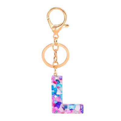 Women Unisex 26 Alphabet Letter Epoxy Key Chain 4*4.5cm