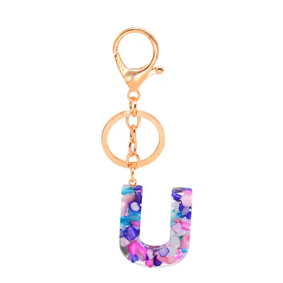 Women Unisex 26 Alphabet Letter Epoxy Key Chain 4*4.5cm