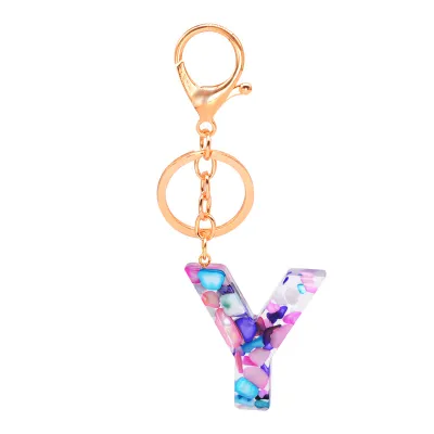 Women Unisex 26 Alphabet Letter Epoxy Key Chain 4*4.5cm