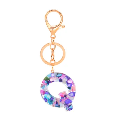 Women Unisex 26 Alphabet Letter Epoxy Key Chain 4*4.5cm