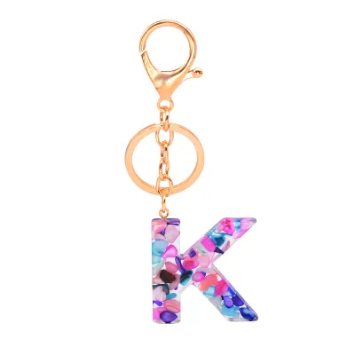 Women Unisex 26 Alphabet Letter Epoxy Key Chain 4*4.5cm