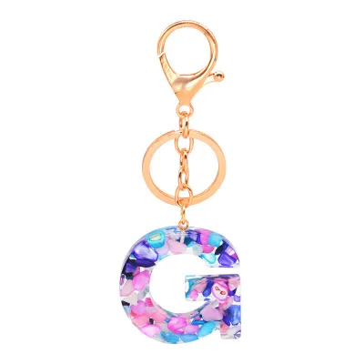 Women Unisex 26 Alphabet Letter Epoxy Key Chain 4*4.5cm