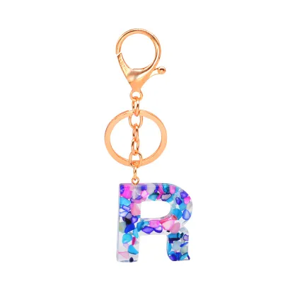 Women Unisex 26 Alphabet Letter Epoxy Key Chain 4*4.5cm