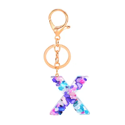 Women Unisex 26 Alphabet Letter Epoxy Key Chain 4*4.5cm