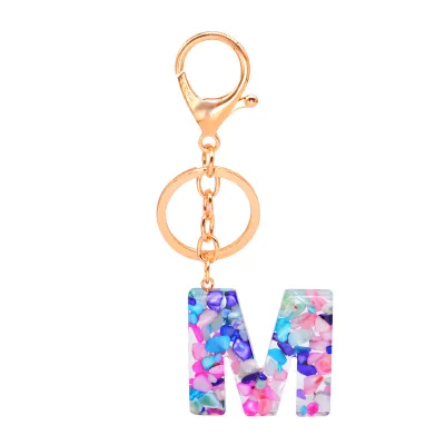 Women Unisex 26 Alphabet Letter Epoxy Key Chain 4*4.5cm