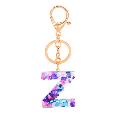 Women Unisex 26 Alphabet Letter Epoxy Key Chain 4*4.5cm