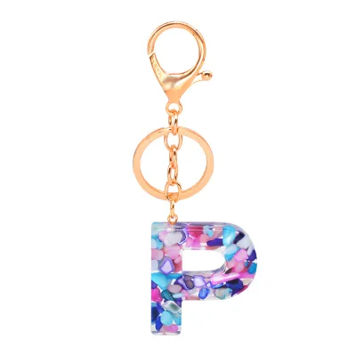 Women Unisex 26 Alphabet Letter Epoxy Key Chain 4*4.5cm