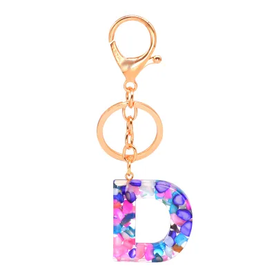 Women Unisex 26 Alphabet Letter Epoxy Key Chain 4*4.5cm