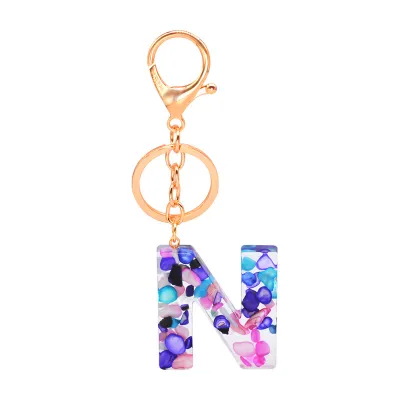 Women Unisex 26 Alphabet Letter Epoxy Key Chain 4*4.5cm