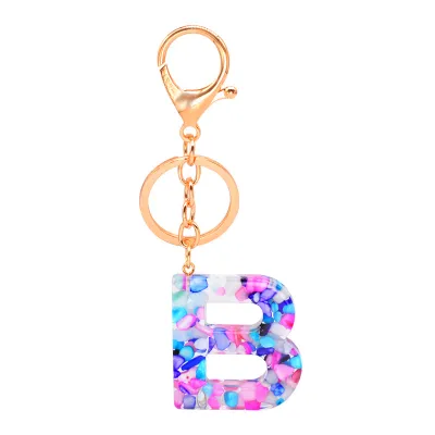 Women Unisex 26 Alphabet Letter Epoxy Key Chain 4*4.5cm