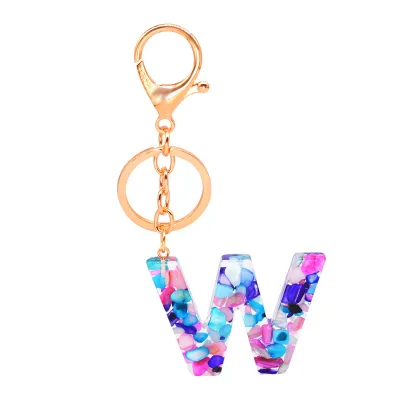 Women Unisex 26 Alphabet Letter Epoxy Key Chain 4*4.5cm