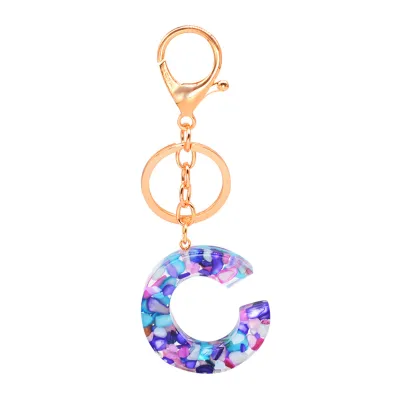 Women Unisex 26 Alphabet Letter Epoxy Key Chain 4*4.5cm