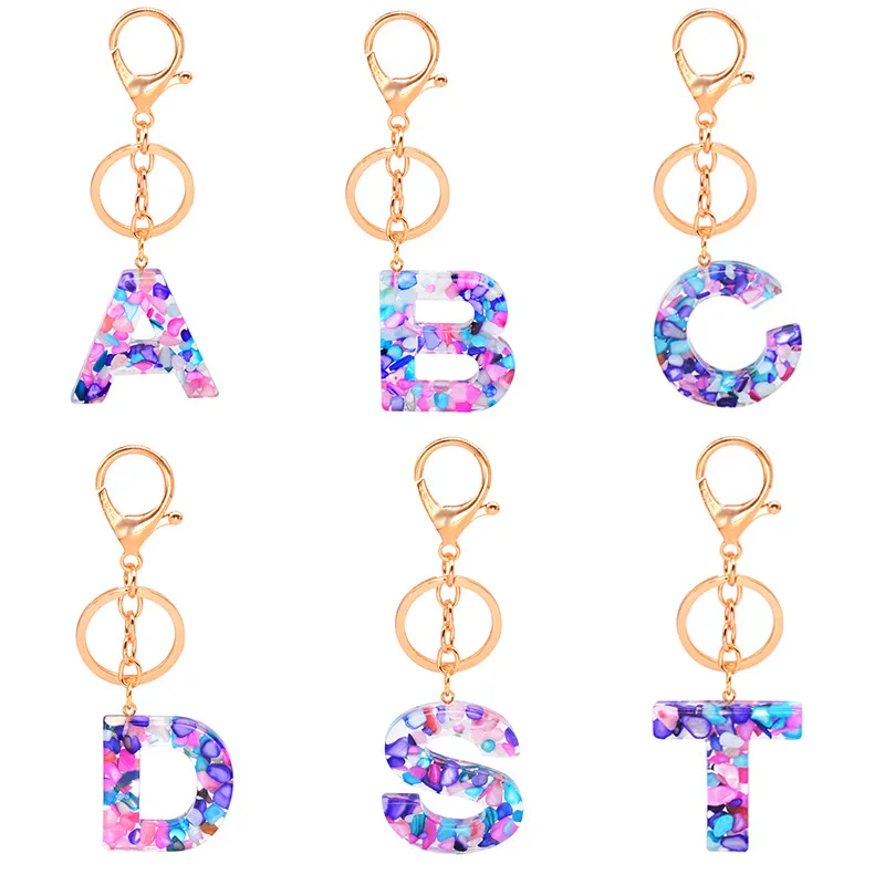 Women Unisex 26 Alphabet Letter Epoxy Key Chain 4*4.5cm