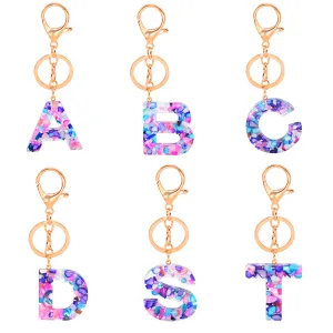 Women Unisex 26 Alphabet Letter Epoxy Key Chain 4*4.5cm